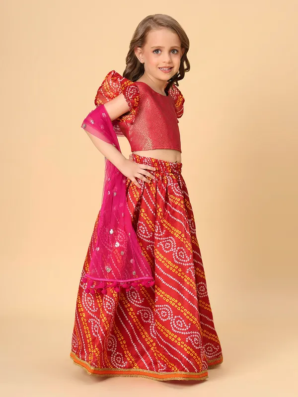 Red_Three_Piece_Party_Wear_Lehnga_Top_Dupatta_Set_For_Girls