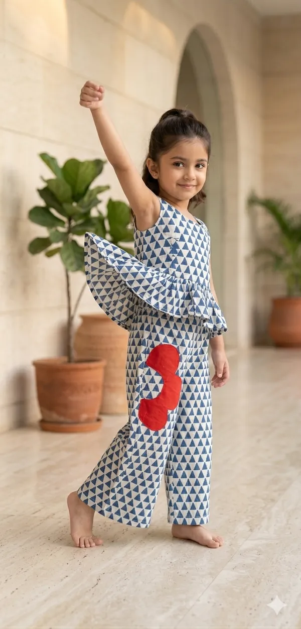 Blue_&_White_Cotton_Hand_Block_Printed_Peplum_Top_&_Pants_for_Girls