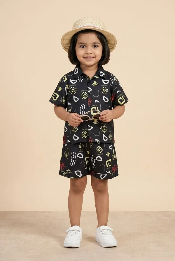 Kids_Unisex_Black_Abstract_Print_Premium_Cotton_Co-Ord_Set