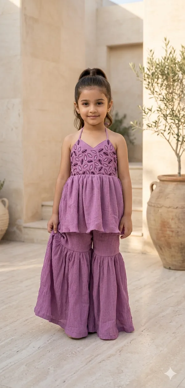 Purple_Hand_Embroidered_Cotton_Kurta_with_Sharara_-_Set_of_2