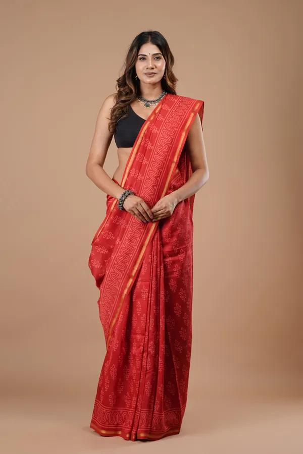 Bright_Red_Chanderi_Silk_Saree_Premium_Saree_With_Unstitched_Blouse_For_Women