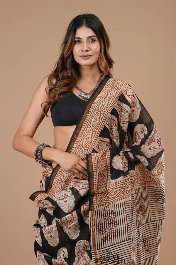 Multicolor_Chanderi_Silk_Premium_Saree_With_Unstitched_Blouse_For_Women