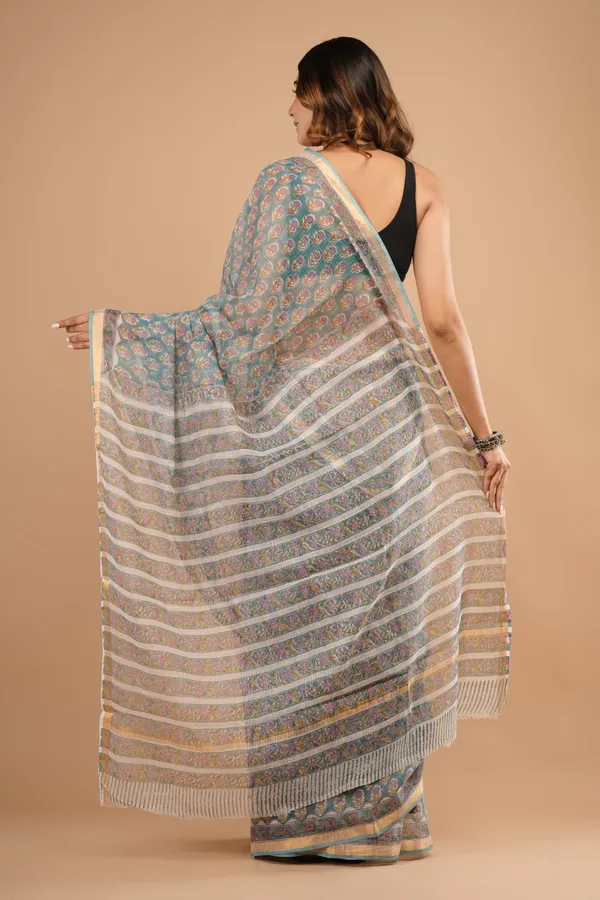 Teal_Kota_Doriya_Premium_Saree_With_Unstitched_Blouse_For_Women