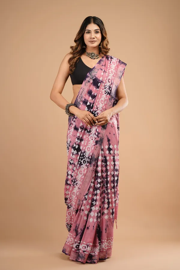 Pink_And_Purple_Cotton_Linen_Premium_Saree_With_Unstitched_Blouse_For_Women
