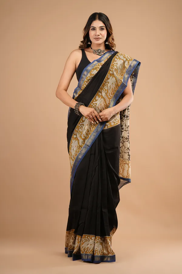 Black_Maheshwari_Silk_Premium_Saree_With_Unstitched_Blouse_For_Women