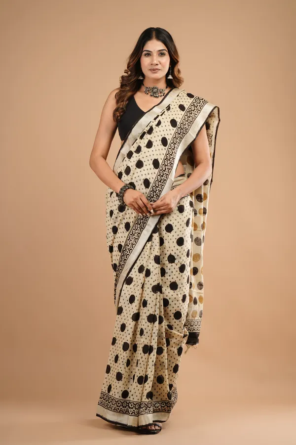 Beige_Cotton_Linen_Premium_Saree_With_Unstitched_Blouse_For_Women