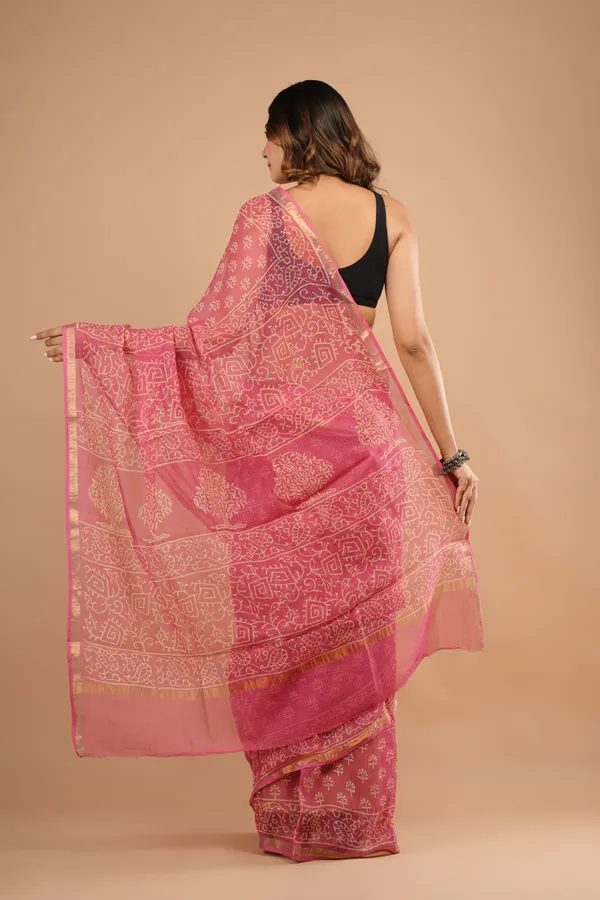 Fuchsia_Pink_Kota_Doriya_Premium_Saree_With_Unstitched_Blouse_For_Women