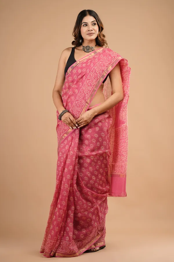 Fuchsia_Pink_Kota_Doriya_Premium_Saree_With_Unstitched_Blouse_For_Women