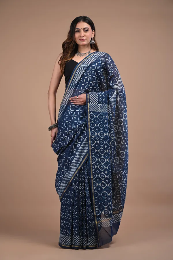 Blue_Chanderi_Silk_Premium_Saree_With_Unstitched_Blouse_For_Women