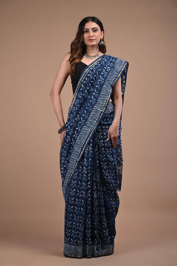 Blue_Chanderi_Silk_Premium_Saree_With_Unstitched_Blouse_For_Women