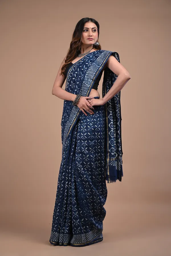 Blue_Chanderi_Silk_Premium_Saree_With_Unstitched_Blouse_For_Women