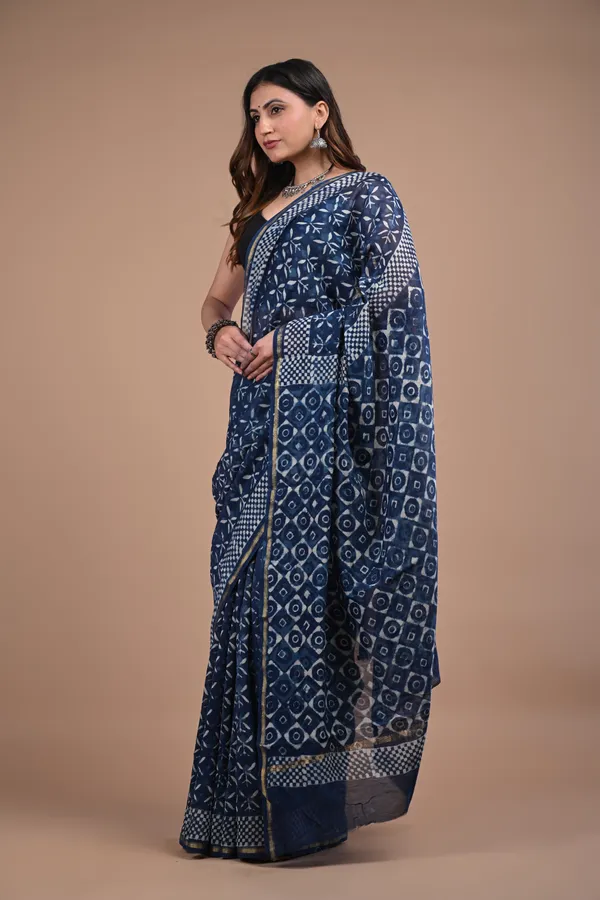 Blue_Chanderi_Silk_Premium_Saree_With_Unstitched_Blouse_For_Women