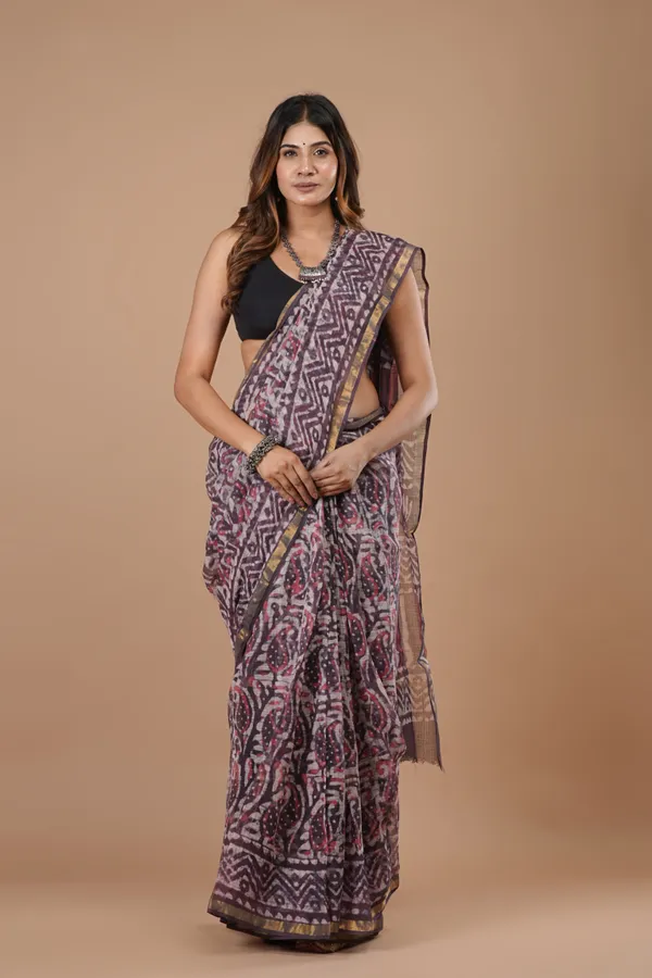 Purple_Kota_Doriya_Premium_Saree_With_Unstitched_Blouse_For_Women