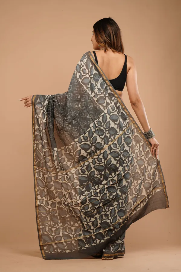 Dark_Grey_Chanderi_Silk_Saree_Premium_Saree_With_Unstitched_Blouse_For_Women