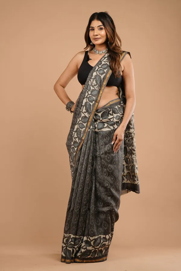 Dark_Grey_Chanderi_Silk_Saree_Premium_Saree_With_Unstitched_Blouse_For_Women