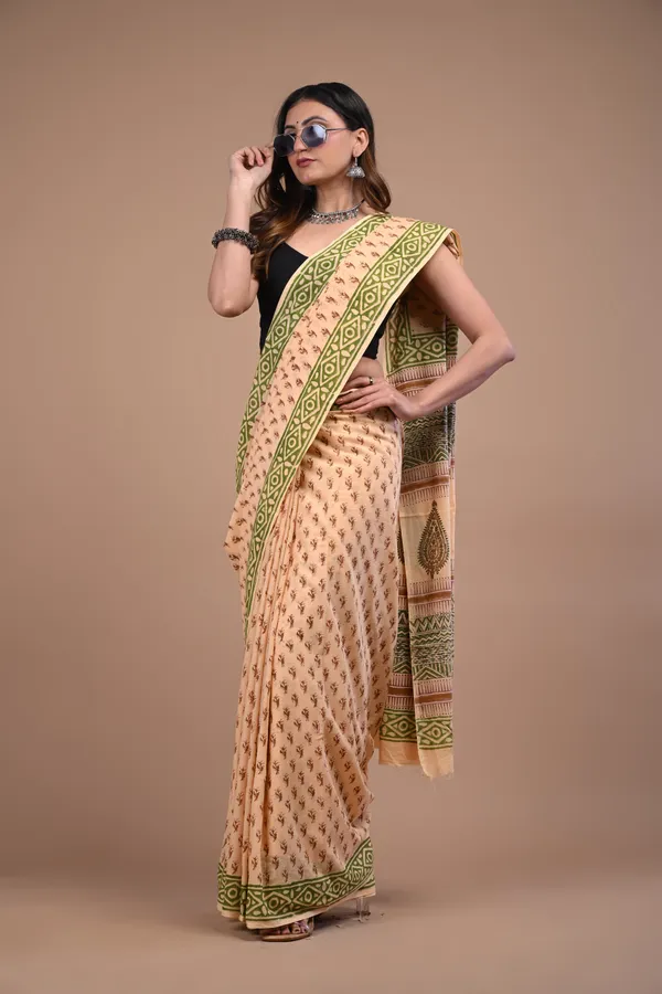 Yellow_And_Lavender_Cotton_Voile_Premium_Saree_With_Unstitched_Blouse_For_Women