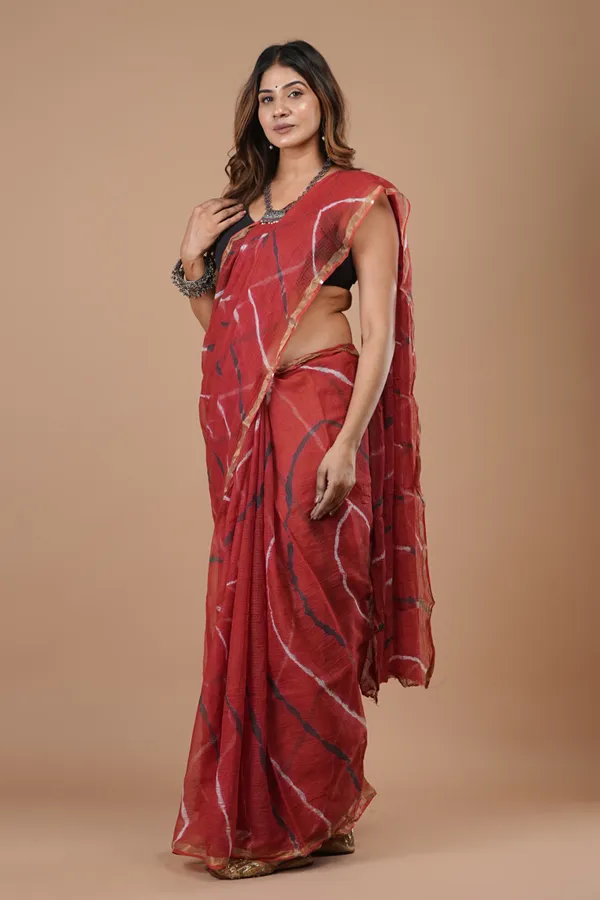 Olive_Green_Kota_Doriya_Premium_Saree_With_Unstitched_Blouse_For_Women