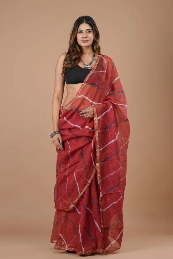 Olive_Green_Kota_Doriya_Premium_Saree_With_Unstitched_Blouse_For_Women