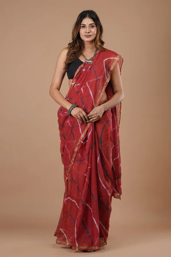 Olive_Green_Kota_Doriya_Premium_Saree_With_Unstitched_Blouse_For_Women