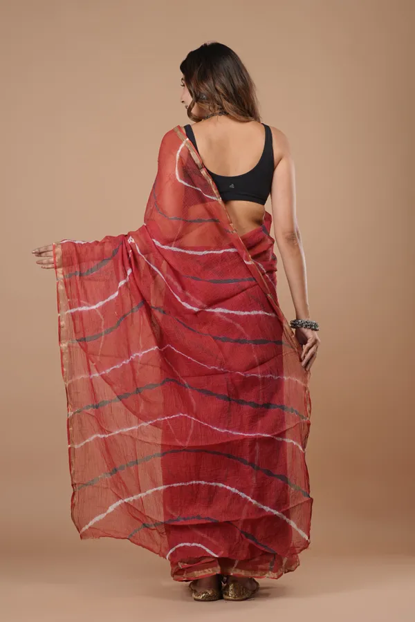 Olive_Green_Kota_Doriya_Premium_Saree_With_Unstitched_Blouse_For_Women