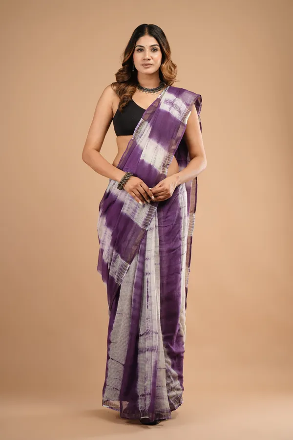 Purple_And_White_Kota_Doriya_Premium_Saree_With_Unstitched_Blouse_For_Women