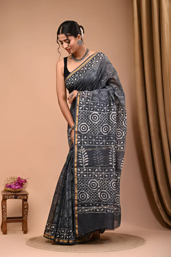 Dark_Grey_Chanderi_Silk_Saree_Premium_Saree_With_Unstitched_Blouse_For_Women