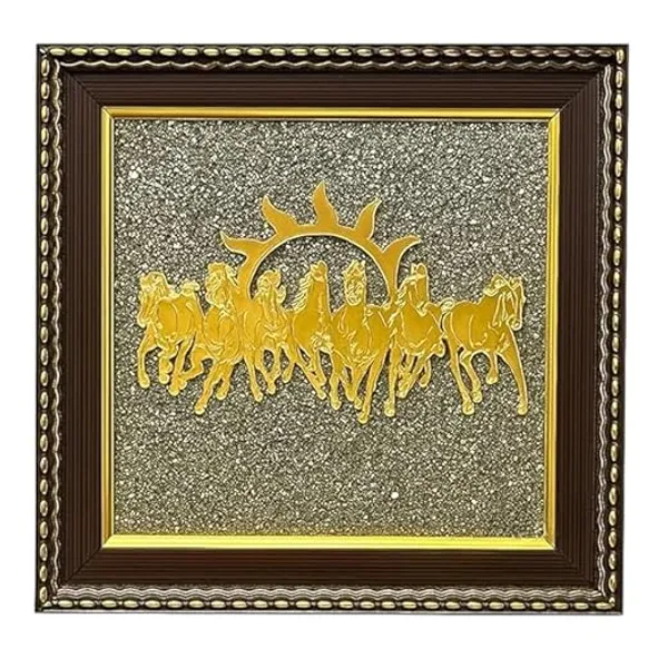 Golden_7_Running_Horses_On_Raw_Pyrite_With_Rising_Sun_Frame_Symbol_Of_Speed,_Strength,_Success,_Prosperity_&_Victory_For_Home_And_Office_Decor