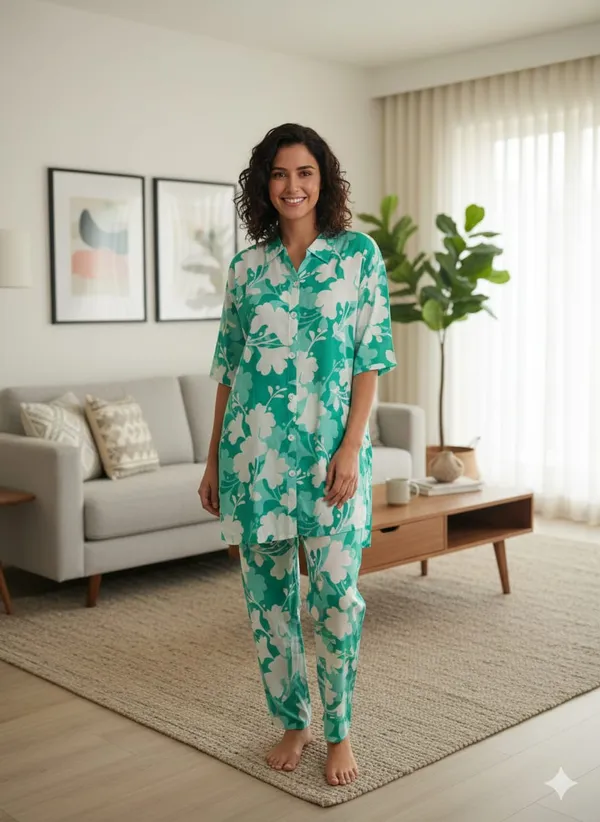 Green_Rayon_Printed_Cord_Set_For_Women