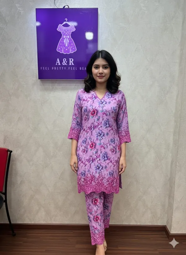 PINK_IMP_MODAL_3D_PRINT_EMBROIDERY_KURTI_2PC_SET