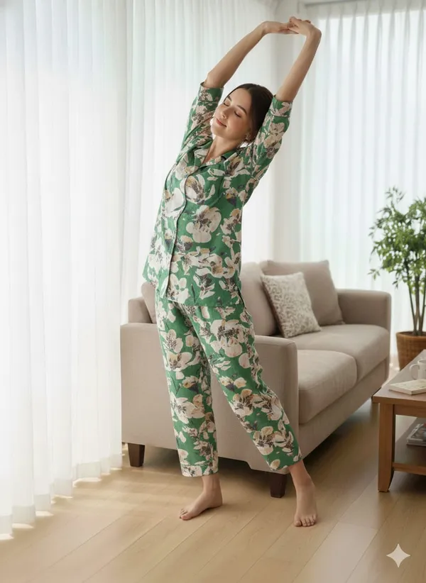 Green_Rayon_Printed_Cord_Set_For_Women