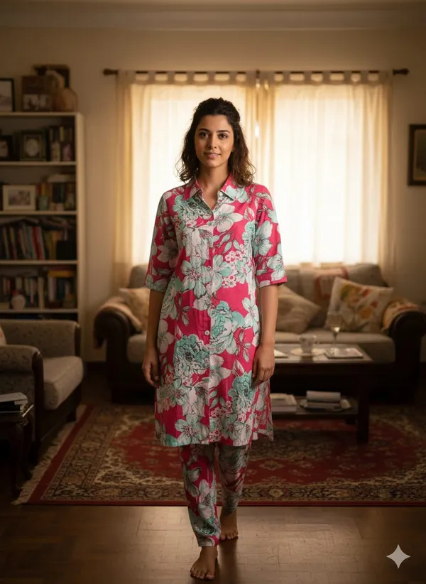 Pink_Rayon_Printed_Cord_Set_For_Women