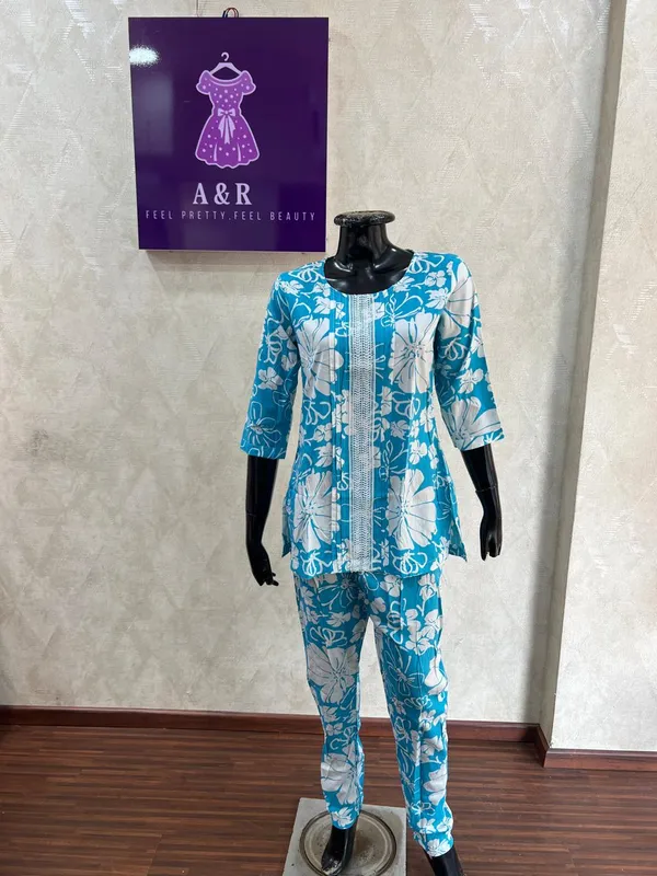 SKY_BLUE_REYON_CORD_SET_LACE_WORK