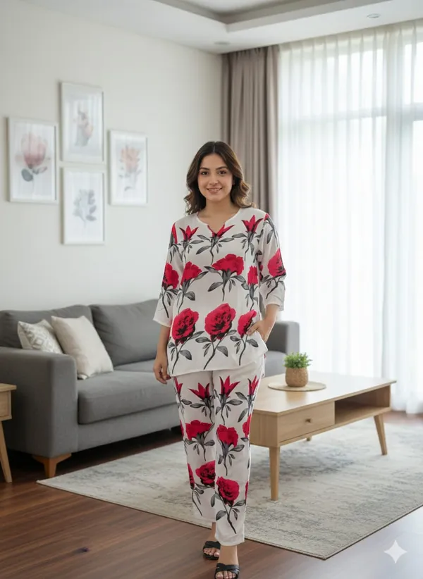 White_Rayon_Printed_Co_Ord_Set_For_Women