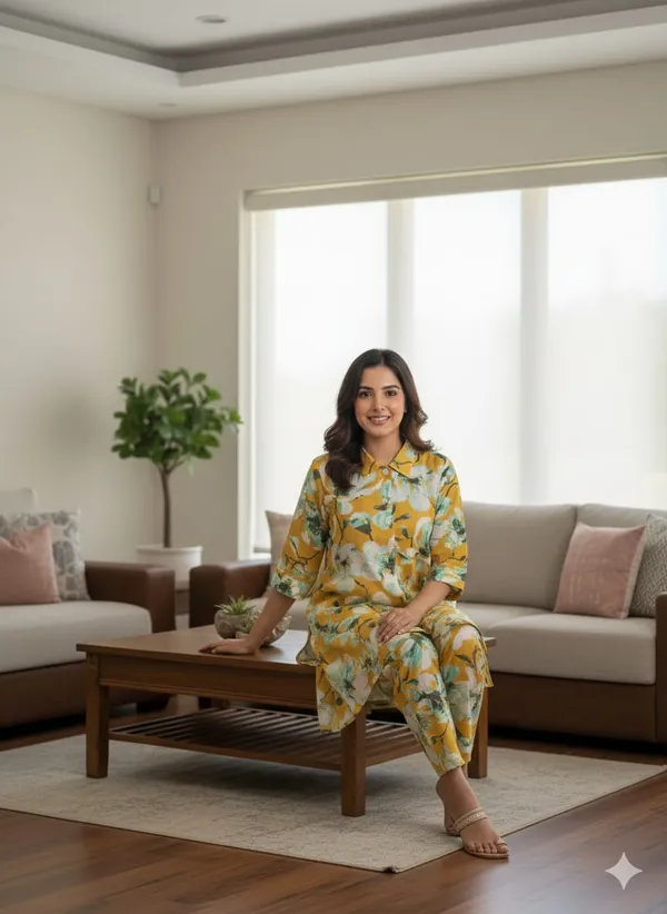 Yellow_Rayon_Printed_Cord_Set_For_Women