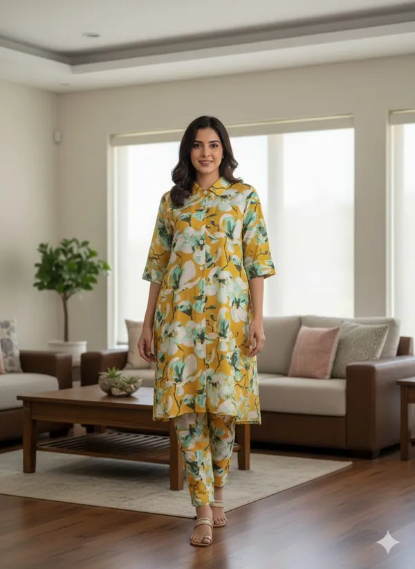 Yellow_Rayon_Printed_Cord_Set_For_Women