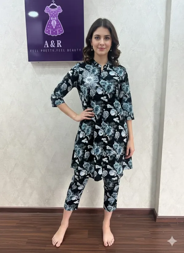 Blue_Fabric_Printed_Co_Ords_Set_For_Women