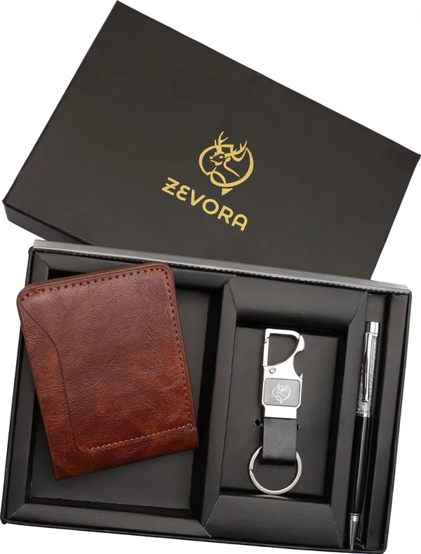 Tan_Genuine_Leather_Wallet_Key_Chain_And_Pen_For_Men