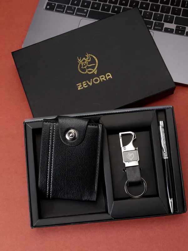 Black_Genuine_Leather_Wallet_Key_Chain_And_Pen_For_Men