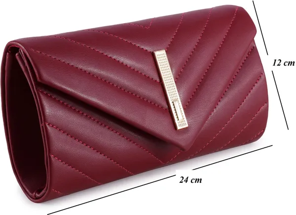 Maroon_Leather_Magnetic_Clutch_Bag_For_Women