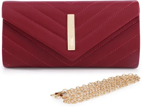 Maroon_Leather_Magnetic_Clutch_Bag_For_Women