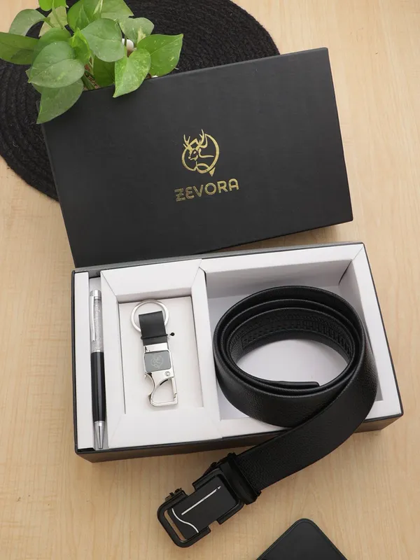 Black_Genuine_Leather_Belt_Keychain_And_Pen_For_Men