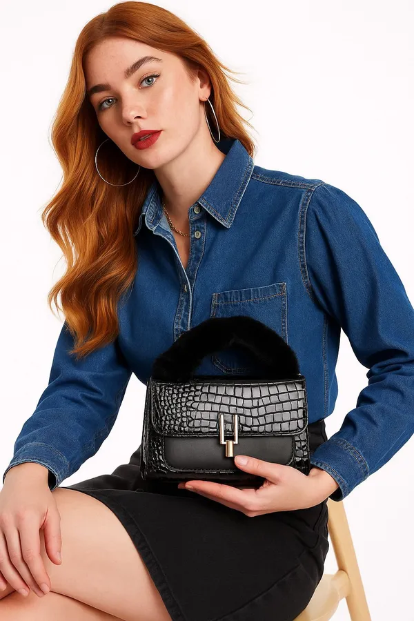 Black_Pu_Turnlock_Shoulder_Bag_For_Women