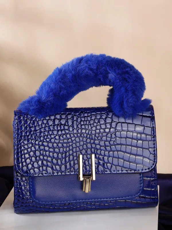 Blue_Pu_Turnlock_Shoulder_Bag_For_Women