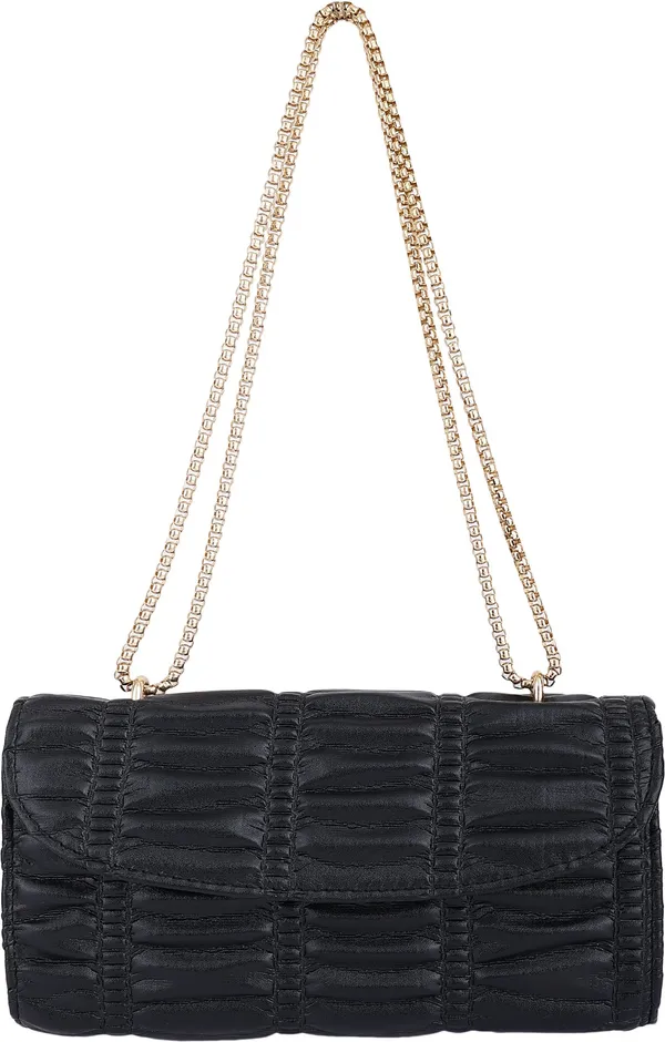Black_Genuine_Leather_Magnetic_Snap_Shoulder_Bag_For_Women