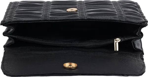 Black_Genuine_Leather_Magnetic_Snap_Shoulder_Bag_For_Women