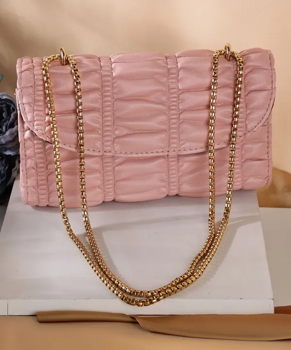 Pink_Genuine_Leather_Magnetic_Snap_Shoulder_Bag_For_Women