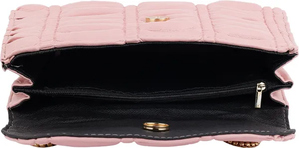 Pink_Genuine_Leather_Magnetic_Snap_Shoulder_Bag_For_Women