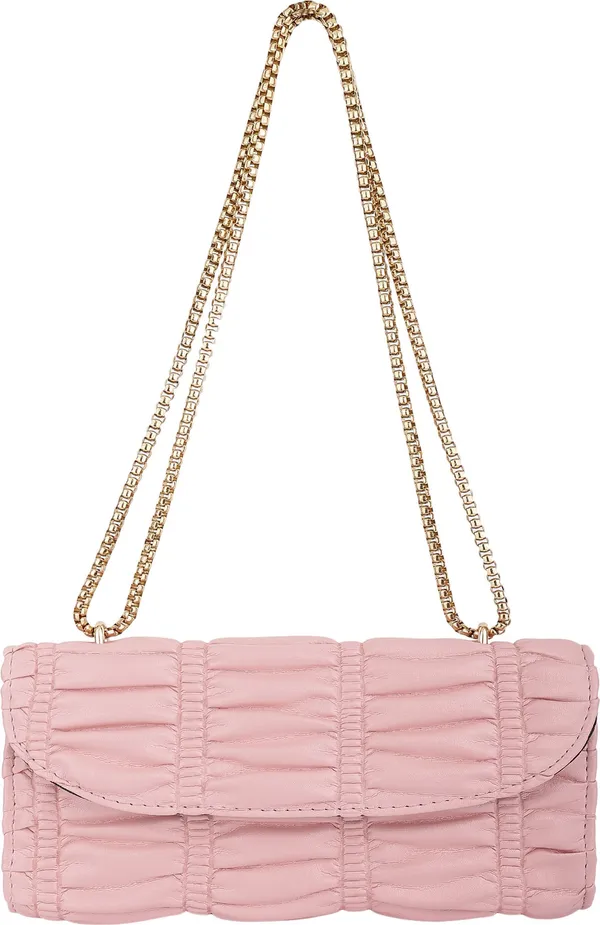 Pink_Genuine_Leather_Magnetic_Snap_Shoulder_Bag_For_Women