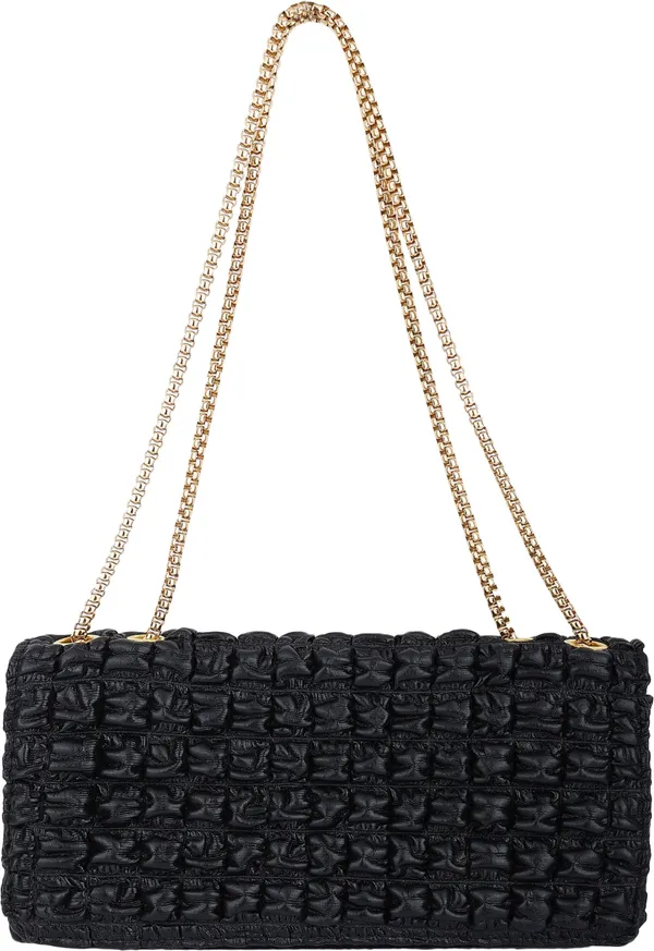 Black_Genuine_Leather_Magnetic_Snap_Shoulder_Bag_For_Women
