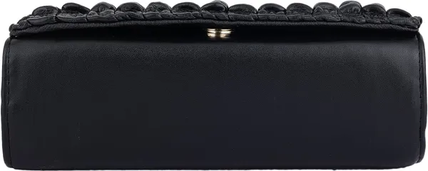 Black_Genuine_Leather_Magnetic_Snap_Shoulder_Bag_For_Women